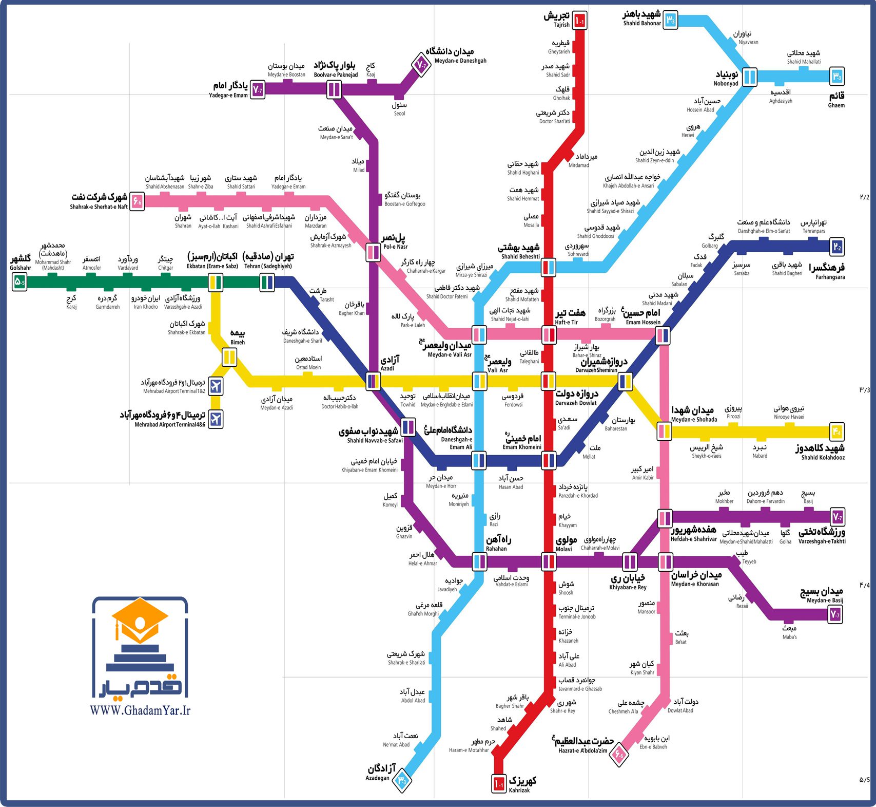 نقشه مترو تهران - قدم یار